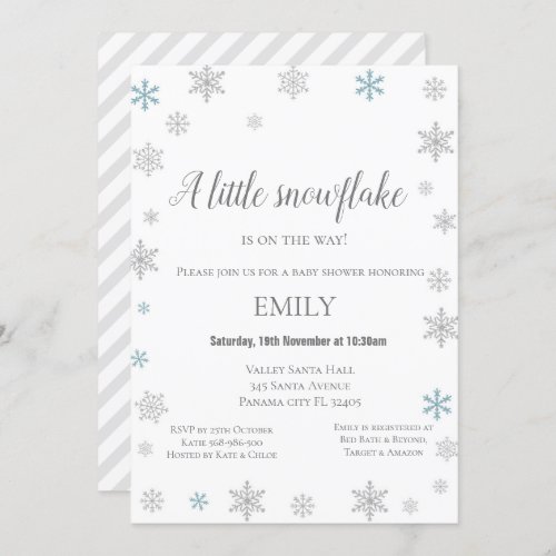 Little Snowflake Winter Invitation _ Baby Shower