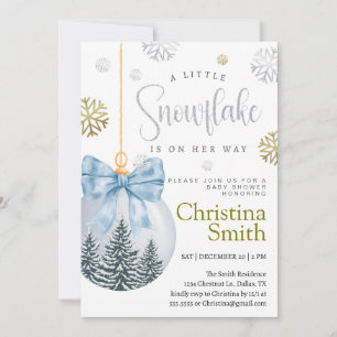 Little Snowflake Winter Wonderland Baby Boy Shower Invitation