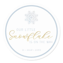Little Snowflake Winter Wonderland Baby Shower Classic Round Sticker