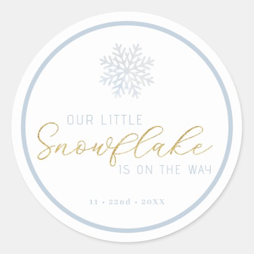 Little Snowflake Winter Wonderland Baby Shower Classic Round Sticker