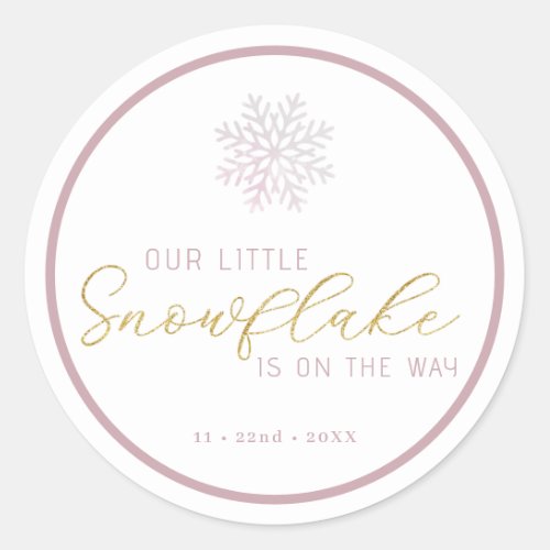 Little Snowflake Winter Wonderland Baby Shower Classic Round Sticker