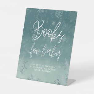 Little Snowflakes Baby Shower Books For Baby Pedestal Sign