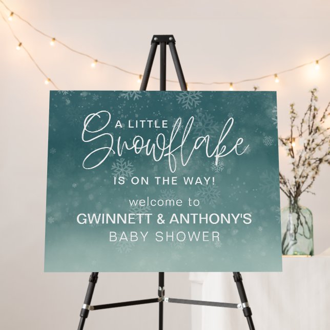 Little Snowflakes Baby Shower Welcome Sign (In Situ (Stand))