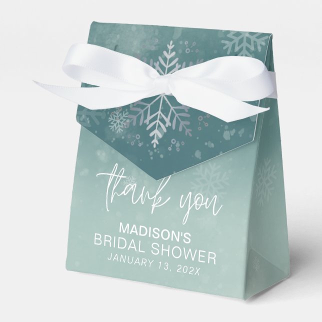Little Snowflakes Bridal Shower Thank You Favor Boxes (Front Side)