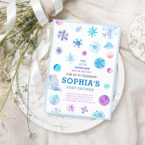 Little Snowflakes Elegant Twins Baby Shower Invitation