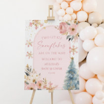 Little Snowflakes Twins Baby Shower Welcome Sign