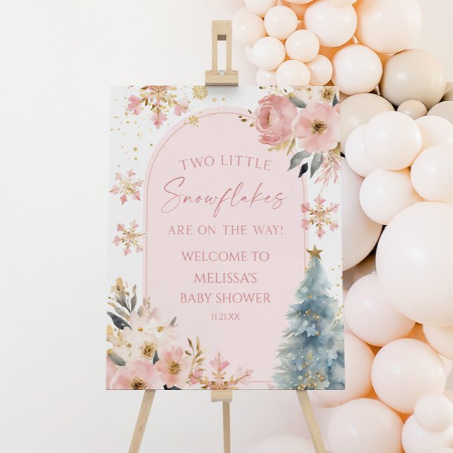 Little Snowflakes Twins Baby Shower Welcome Sign (Creator Uploaded)