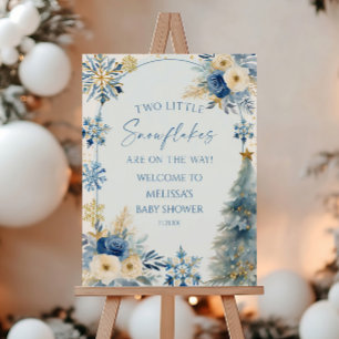 Little Snowflakes Twins Baby Shower Welcome Sign