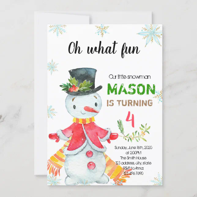 Little snowman birthday party invitation | Zazzle