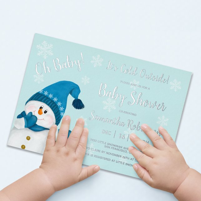 Little Snowman It's Cold Outside Baby Shower  Foil Invitation (Creator Uploaded)