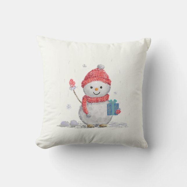 little snowman throw pillow (Front)