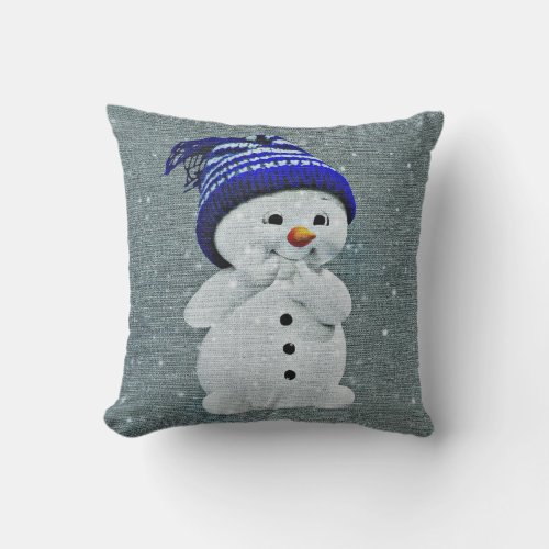 Little Snowman Throw Pillow 16 x 16