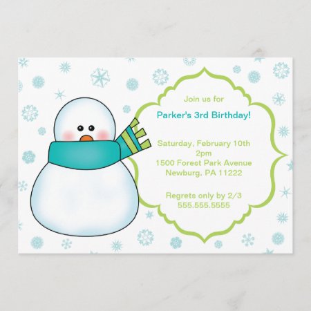 Little Snowman Winter Birthday Party Invite