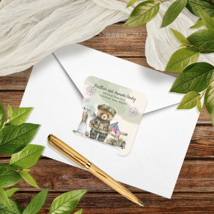 Little Soldier Boy Teddy Bear Return Address Square Sticker