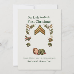 Little Soldier First Christmas Card — Baby