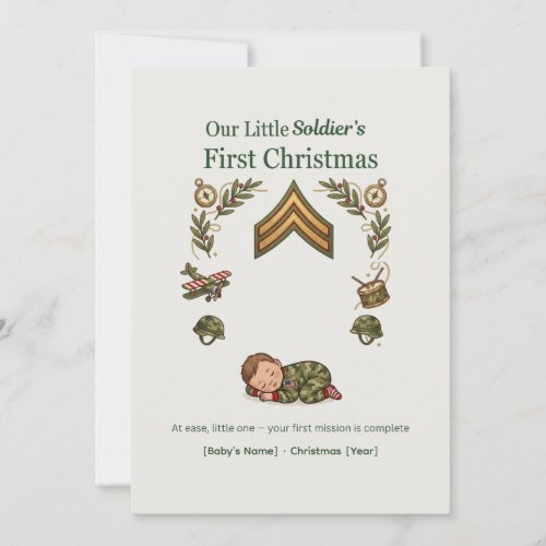 Little Soldier First Christmas Card — Baby