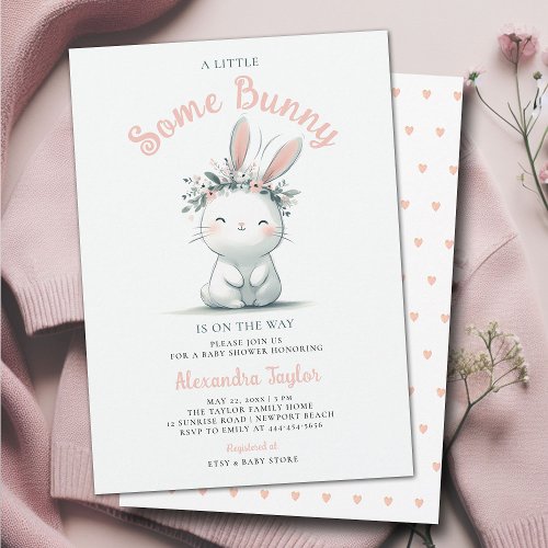 Little Some Bunny Wildflowers Baby Girl Shower Invitation