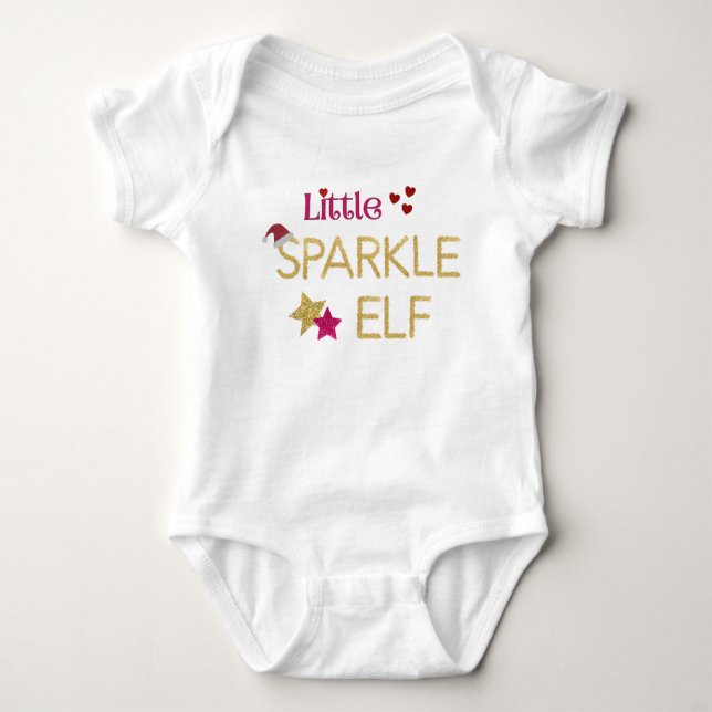 Little Sparkle Elf Christmas Fun Baby Bodysuit (Front)