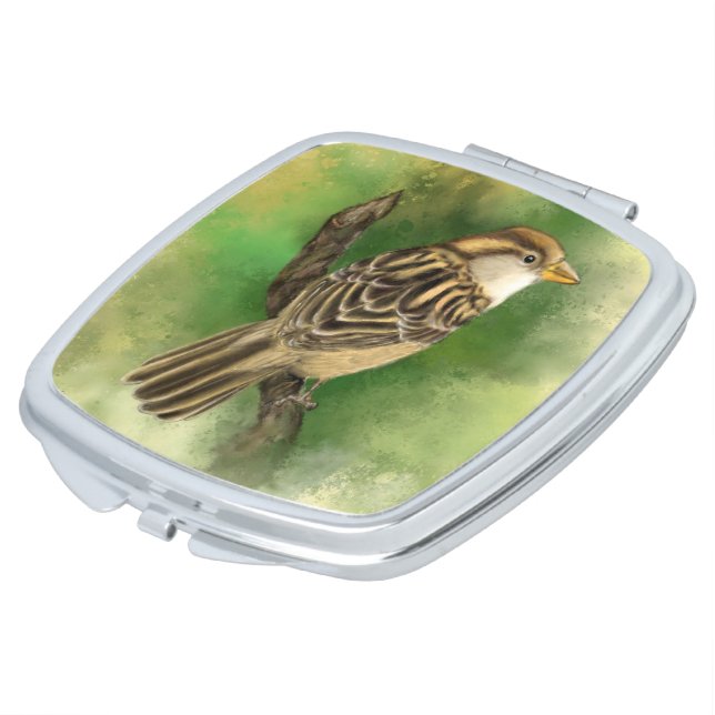 Little Sparrow Compact Mirror Cute Bird (Turned)