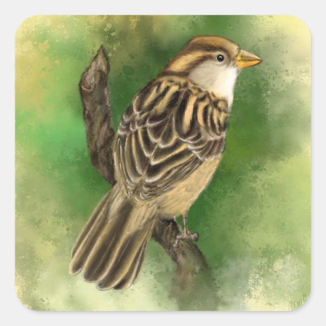 Little Sparrow Sticker - Green (Front)