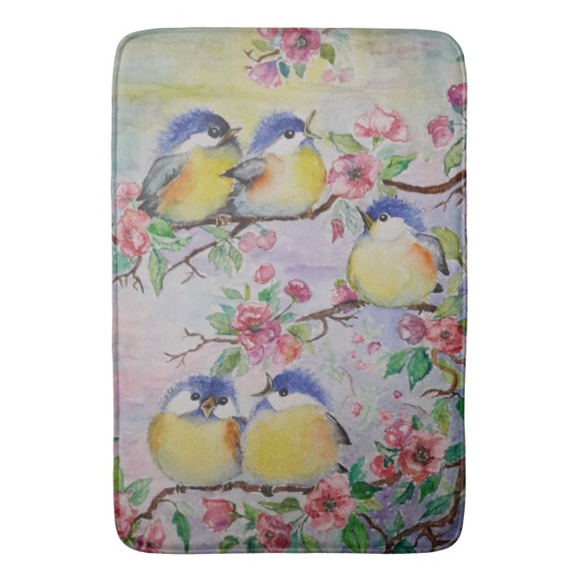 Little Sparrows Spring Joy Painting Bath Mat (Front Vertical)