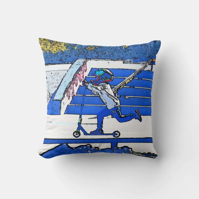 Little Speedster - Scooter Rider    Throw Pillow (Front)