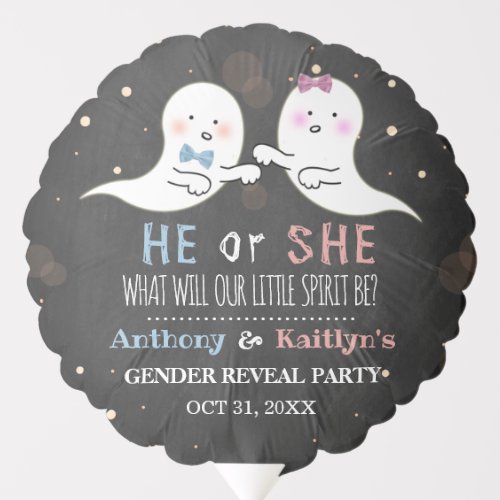 Little Spirit Halloween Ghosts Gender Reveal Party Balloon