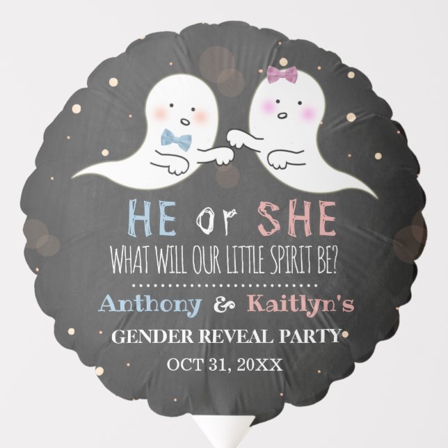 Little Spirit Halloween Ghosts Gender Reveal Party Balloon (Front)
