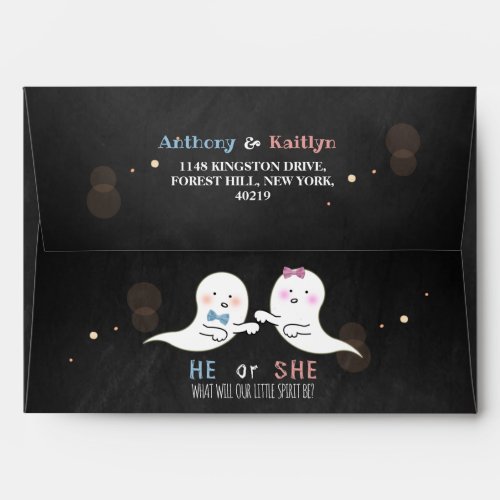 Little Spirit Halloween Ghosts Gender Reveal Party Envelope