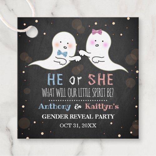 Little Spirit Halloween Ghosts Gender Reveal Party Favor Tags