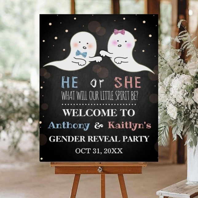 Little Spirit Halloween Ghosts Gender Reveal Party Foam Board (Creator Uploaded)