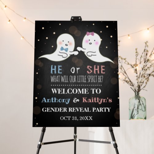 Little Spirit Halloween Ghosts Gender Reveal Party Foam Board