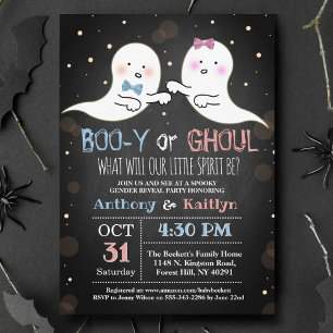 Little Spirit Halloween Ghosts Gender Reveal Party Invitation