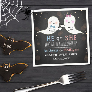 Little Spirit Halloween Ghosts Gender Reveal Party Napkins