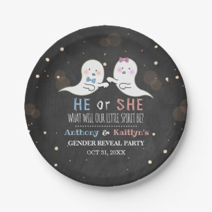 Little Spirit Halloween Ghosts Gender Reveal Party Paper Plates