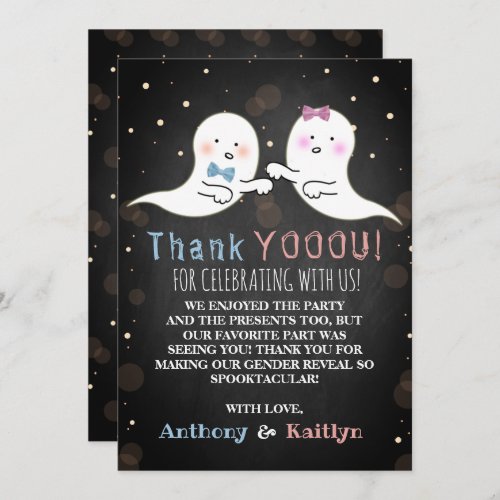 Little Spirit Halloween Ghosts Gender Reveal Party Thank You Card