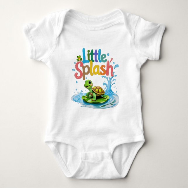Little Splash Crayon Style Turtle Baby Bodysuit (Front)