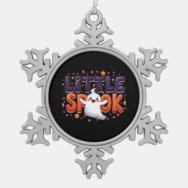 Little Spook Cute Halloween Creative Style Snowflake Pewter Christmas Ornament (Front)