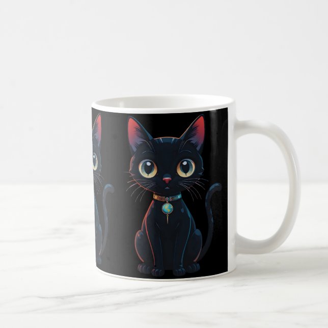 Little Spooky Black Cat Coffee Mug (Right)