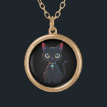 Little Spooky Black Cat Gold Plated Necklace<br><div class="desc">You are viewing The Lee Hiller Photography Art and Designs Collection of Home and Office Decor,  Apparel,  Gifts and Collectibles. The Designs include Lee Hiller Photography and Mixed Media Digital Art Collection http://LeeHiller.com</div>