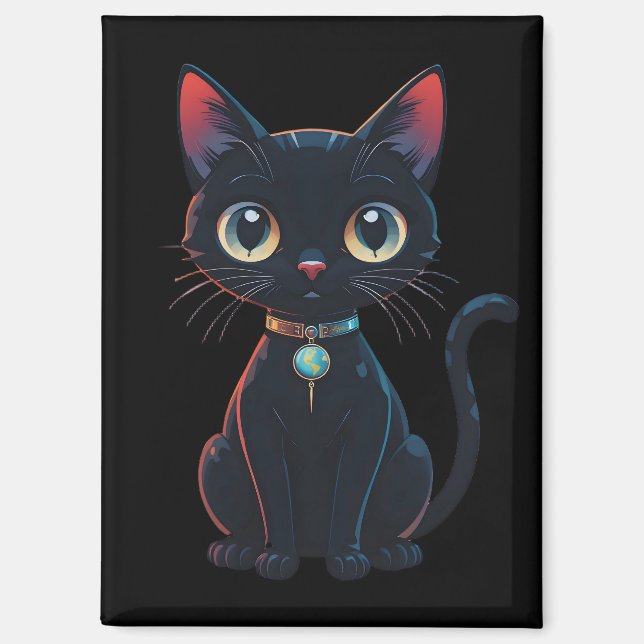 Little Spooky Black Cat Magnet (Front)