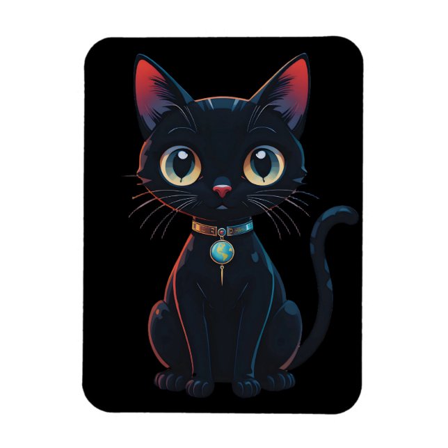 Little Spooky Black Cat Magnet (Vertical)
