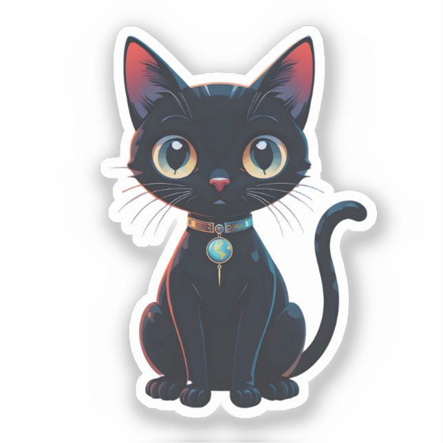 Little Spooky Black Cat Sticker (Front)
