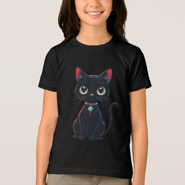 Little Spooky Black Cat Tri-Blend Shirt (Front)