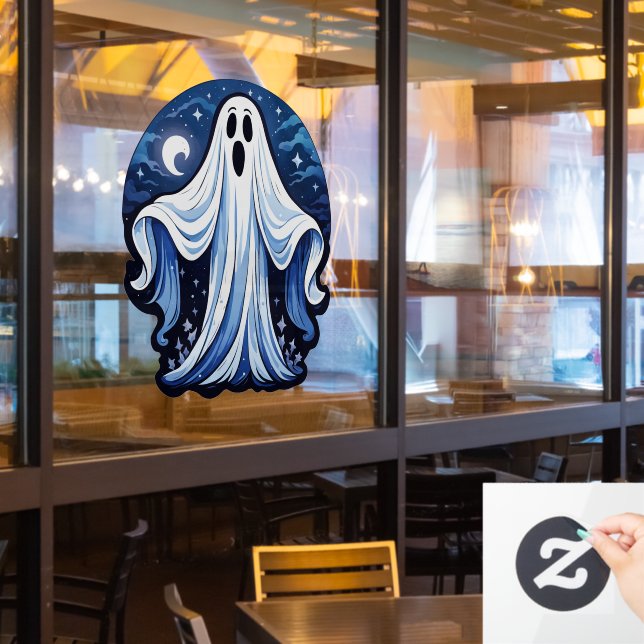 Little Spooky Ghost - Halloween 16 - Fan Fun Window Cling (Restaurant Window)