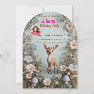 Little Spotted Deer Woodland Birthday Invitation –