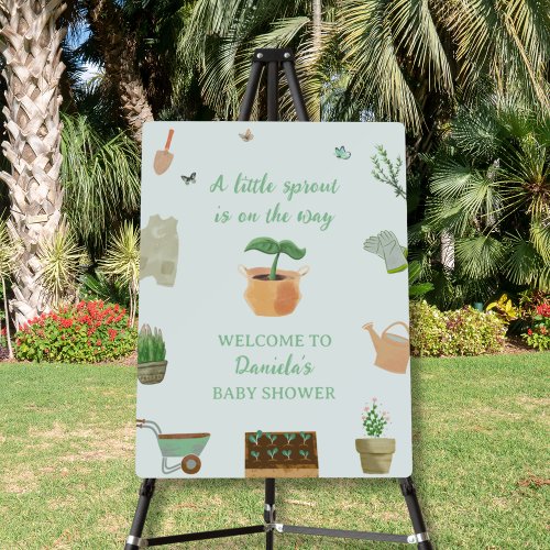 Little Sprout Baby Shower Neutral Welcome Sign