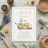 Little Sprout Border Sage Gingham Baby Shower 