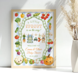 Little Sprout Boy Baby Shower Welcome Poster