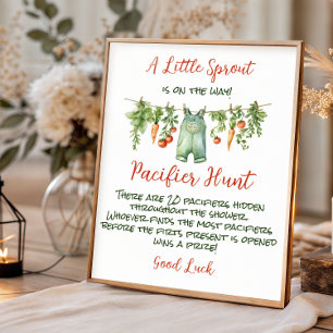 Little Sprout Clothesline Baby Shower Hunt Game Poster